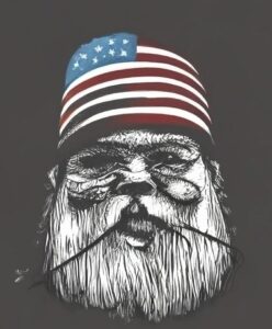 Lou Standifer, the shady business partner of Shaun Vetter in Patrimonious - A bearded man with an american flag bandana