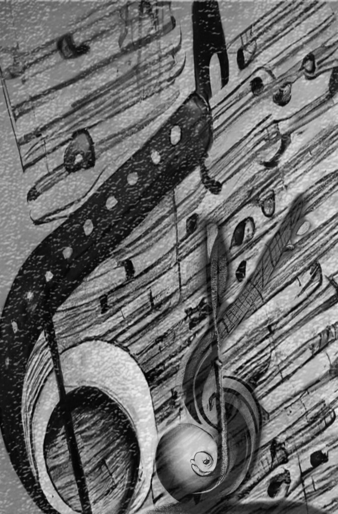 Sheet music for the Annabella Dies at the End Rock Opera by Chris Lavagnino in the book Patrimonious